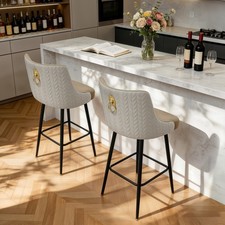 Set of 2 Leather Bar Stools