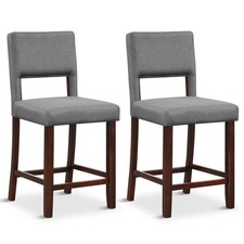 Set of 2 Bar Stools Linen